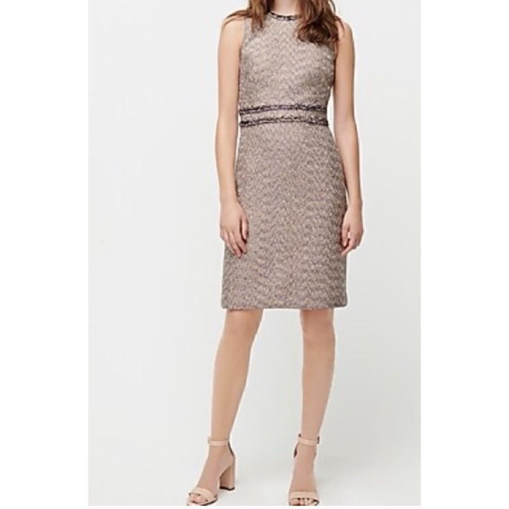 J. Crew Sheath Dress in Gold Blue Twinkle Tweed Size 0 / NWT